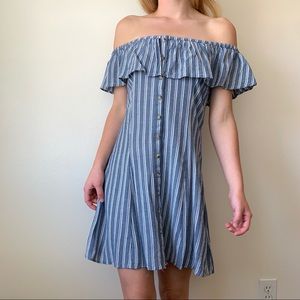 American Eagle Striped Off-Shoulder Mini Sundress